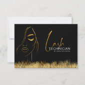 Carte Glamorous Black & Gold Lash Tech  Gift Certificate (Devant)