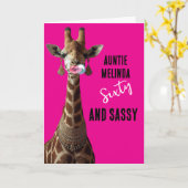 Carte Glamorous Girraffe Sassy at 60 Birthday Card (Fleur jaune)