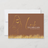Carte Glamorous Gold & Brown Lash Tech  Gift Certificate (Devant)