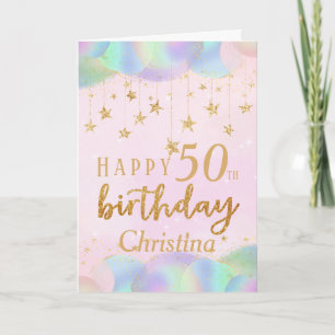Carte Glamour 50e anniversaire Parties scintillant d'or