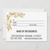 Carte Glamour de Noël Glace Dorée de Fêtes (Dos)