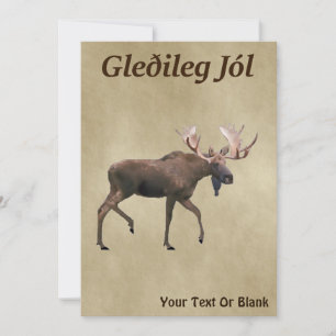 Carte Gleðileg Jól - Oie Taupe Sur Ancien Papier