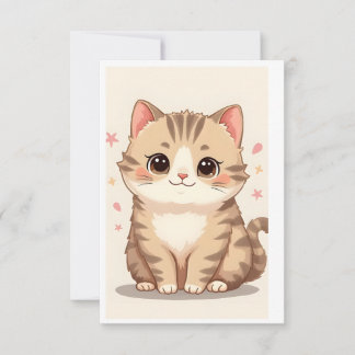 Carte Gleeful Chat : Sweet Kawaii Kitten Art pour n'impo