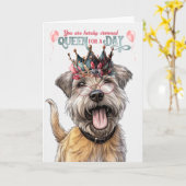 Carte Glen of Imaal Terrier Dog Queen Funny Anniversaire (Fleur jaune)