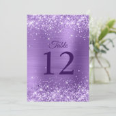Carte Glitt Light Purple Table Numéro 5x7 (Debout devant)