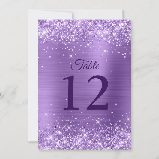 Carte Glitt Light Purple Table Numéro 5x7 (Dos)