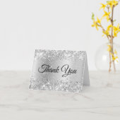 Carte Glitter Argent Shimmer Gradient Merci (Fleur jaune)