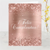 Carte Glitterature Rose Gold Foil Big Feliz Cumpleaños (Fleur jaune)