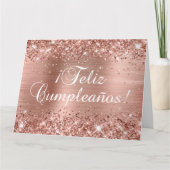 Carte Glitterus Rose Gold Foil Groupe Feliz Cumpleaños (Devant)