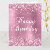 Carte Glittery Dusty rose Gros anniversaire heureux (Fleur jaune)