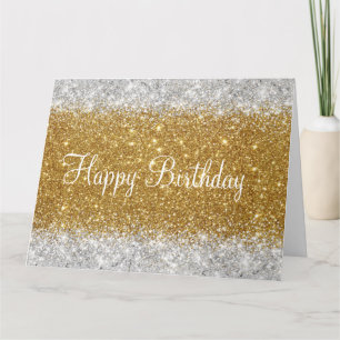 Carte Glittery Faux Gold et Silver Parties scintillant A