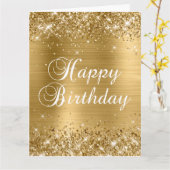 Carte Glittery Gold Foil Gros anniversaire heureux (Fleur jaune)