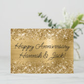 Carte Glittery Gold Foil Moderne Joyeux Anniversaire (Debout devant)