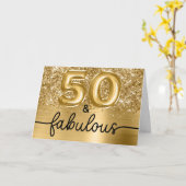 Carte Glittery Gold Glam 50 and Fabulous (Fleur jaune)