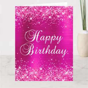 Carte Glittery Hot Rose Foil Gros anniversaire heureux