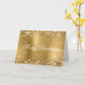 Carte Glittery Metallic Gold Family Photo (Fleur jaune)