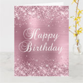 Carte Glittery Pink Foil Gros anniversaire heureux (Fleur jaune)