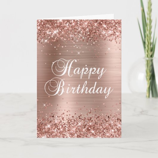 Carte Glittery Rose Gold Foil 2 Joyeux anniversaire (Devant)