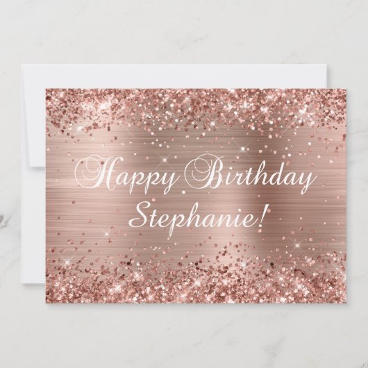 Carte Glittery Rose Gold Foil Classic Joyeux anniversair (Devant)