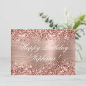 Carte Glittery Rose Gold Foil Fancy Joyeux Anniversaire (Debout devant)