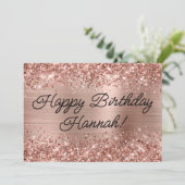Carte Glittery Rose Gold Foil Moderne Joyeux anniversair (Debout devant)