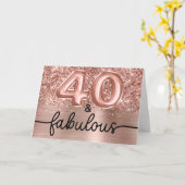 Carte Glittery Rose Gold Glam 40 and Fabulous (Fleur jaune)