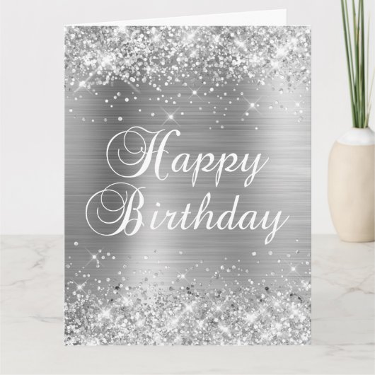 Carte Glittery Silver Foil Gros anniversaire heureux (Devant)
