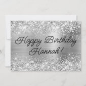 Carte Glittery Silver Foil Moderne Joyeux anniversaire (Devant)