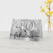 Carte Glittery Silver Glam 40 and Fabulous (Fleur jaune)