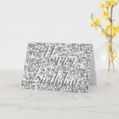 Carte Glitz "Argent" 'Joyeux Anniversaire' ruban de la c (Fleur jaune)