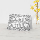Carte Glitz "Argent" 'Joyeux anniversaire' texte a (Fleur jaune)