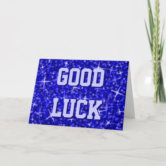 Carte Glitz Dark Blue 'Good Luck' 'Your Text' (Devant)