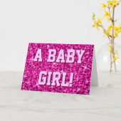 Carte Glitz Pink 'Baby Girl' 'Félicitations ! ' (Fleur jaune)