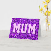 Carte Glitz Pink 'MUM' 'Joyeuse Fête des Mères' (Fleur jaune)