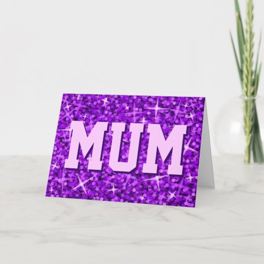 Carte Glitz Pink 'MUM' 'Joyeuse Fête des Mères' (Devant)