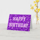 Carte Glitz Purple 'Happy Birthay' texte avant de la car (Fleur jaune)