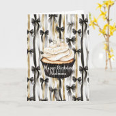 Carte Glitzy Gold Silver Black Ribbons Bows Birthday (Fleur jaune)