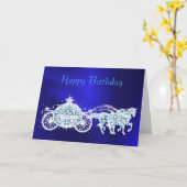 Carte Glitzy Princess Blue Coach & Horses Anniversaire (Fleur jaune)
