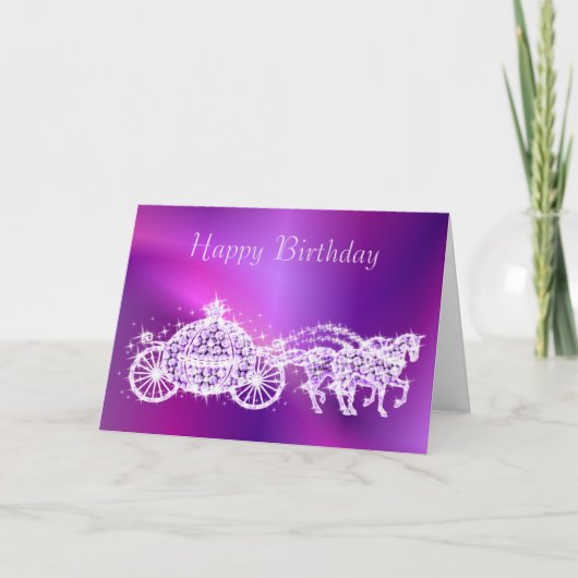 Carte Glitzy Princess Purple Entraîneur & Chevaux Annive (Devant)