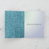 Carte Glitzy Purple Aqua Sparkle Nom de la licorne (Intérieur)