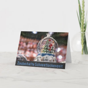 Carte globe de neige allemand Joyeux voeux de Noël