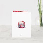 Carte Globe de neige rouge avec ornements Joyeux Noël (Dos)