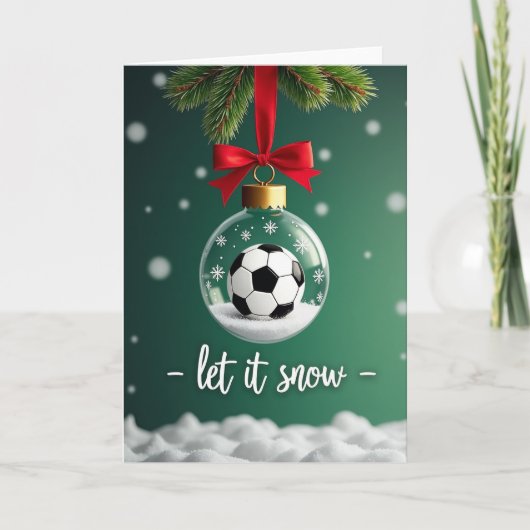 Carte Globe de Noël de football sous la neige (Devant)