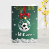 Carte Globe de Noël de football sous la neige (Fleur jaune)