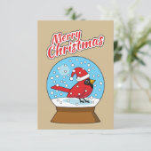 Carte Globe des neiges avec cardinal rouge mignon (Debout devant)