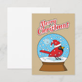 Carte Globe des neiges avec cardinal rouge mignon (Devant / Derrière)
