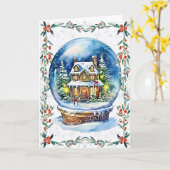 Carte Globe des neiges : un salut de Noël (Fleur jaune)