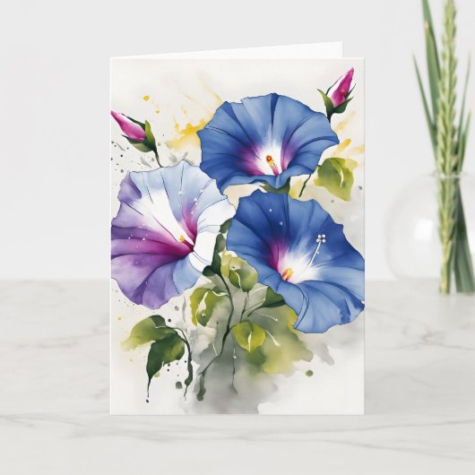 Carte Gloire du matin - Fleurs aquarelle (Devant)