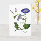 Carte Glories du matin bleu brodé (Fleur jaune)