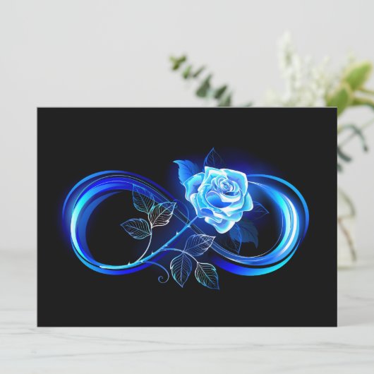 Carte Glowing infinity with blue rose (Debout devant)